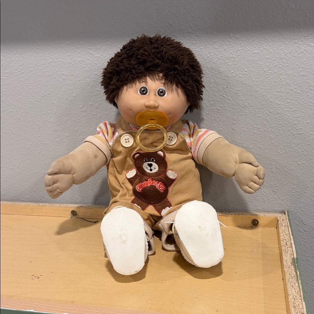 Cabbage Patch Kids Brown and Tan Plush Doll with Bear Outfit